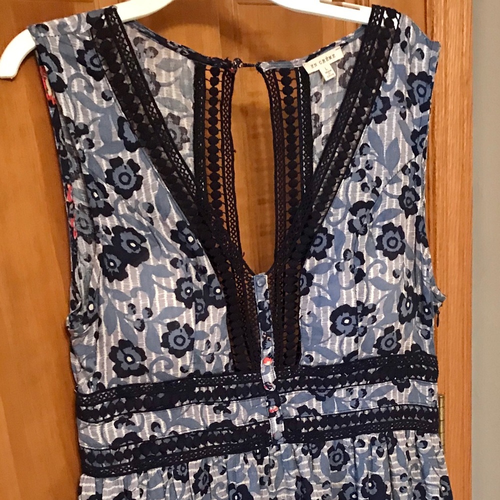Backless Blue Floral Dress